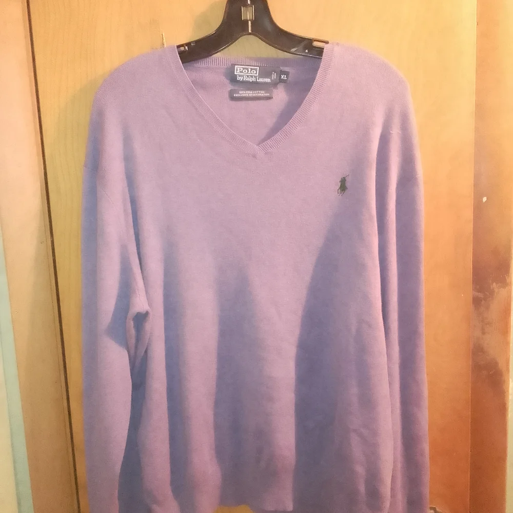 Polo by Ralph Lauren Men's‎ V-Neck Sweater in Purple
